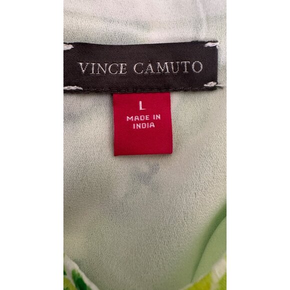 NWT Vince Camuto Large Floral Lime Green & Yellow Short Sleeve Blouse - Picture 3 of 13